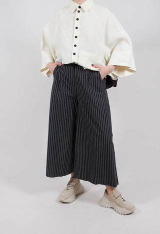Fine Pinstripe Trousers in Black Stripe