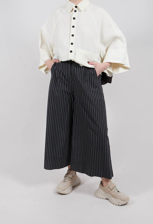 Fine Pinstripe Trousers in Black Stripe