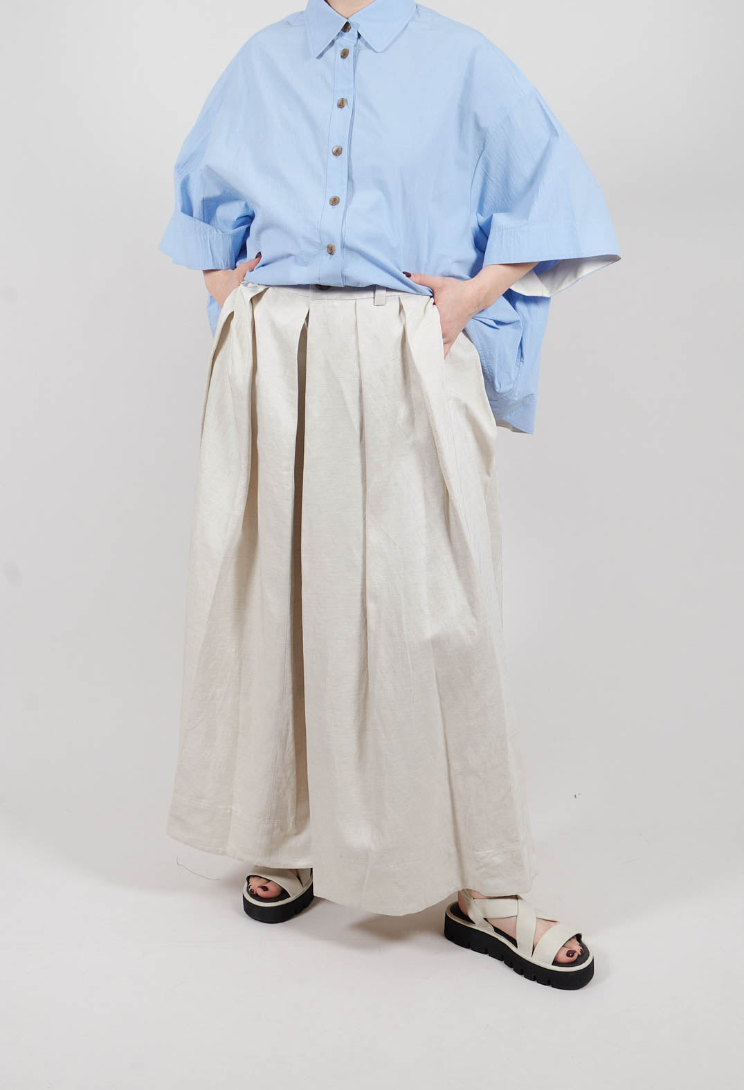 Extra Wide Trouser in Natural Melange