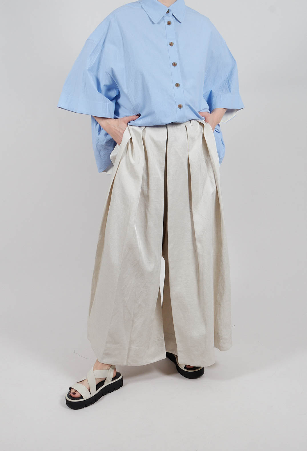 Extra Wide Trouser in Natural Melange