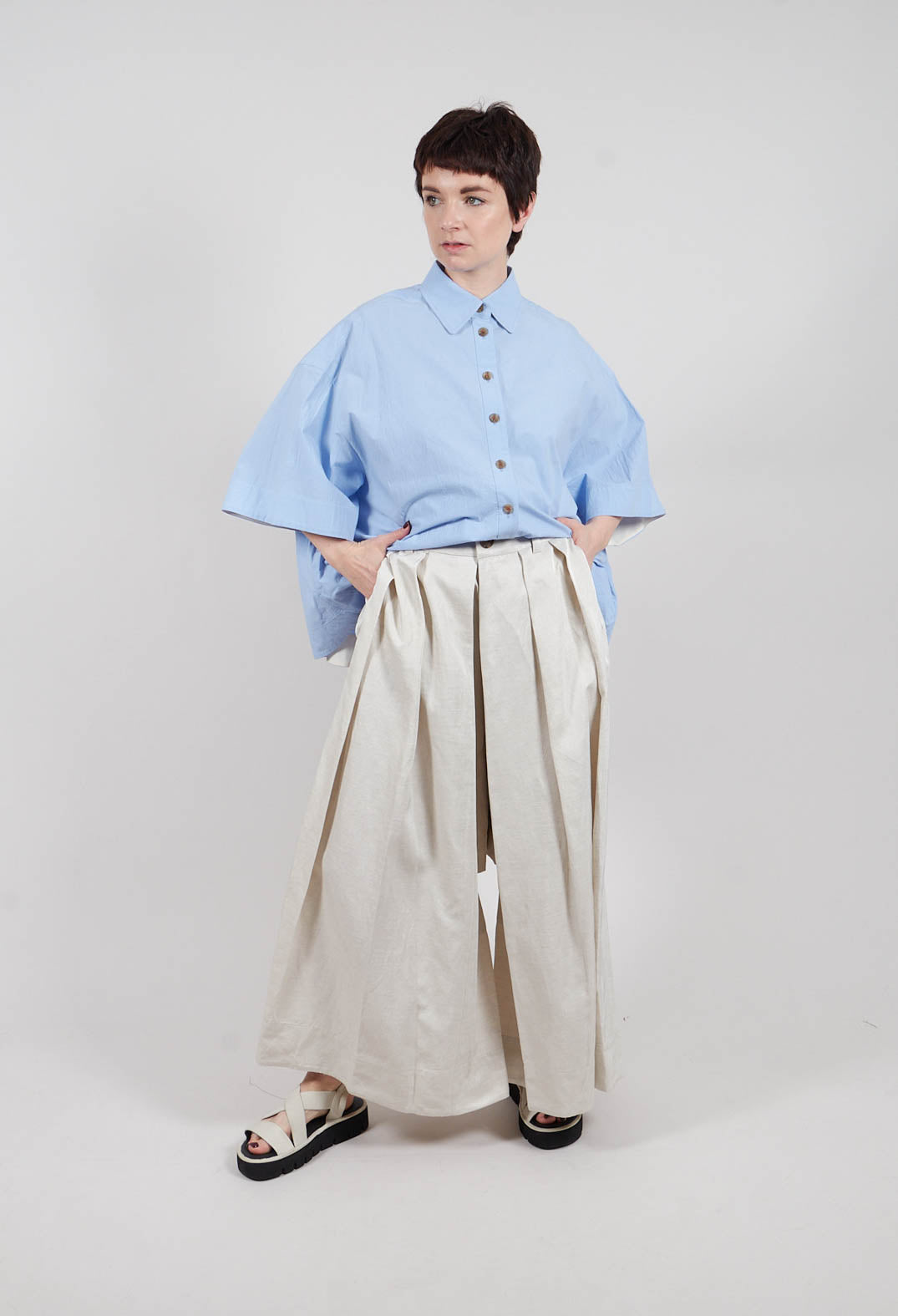 Extra Wide Trouser in Natural Melange