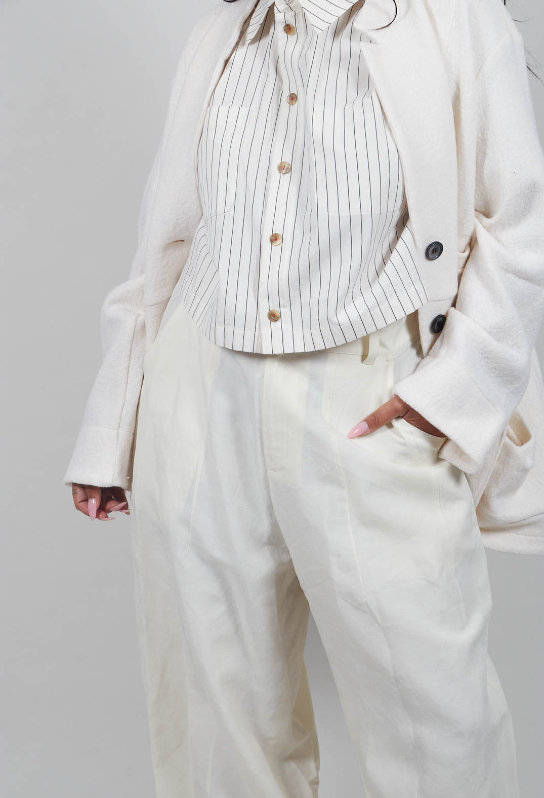 Wide Leg Trousers in Ivory