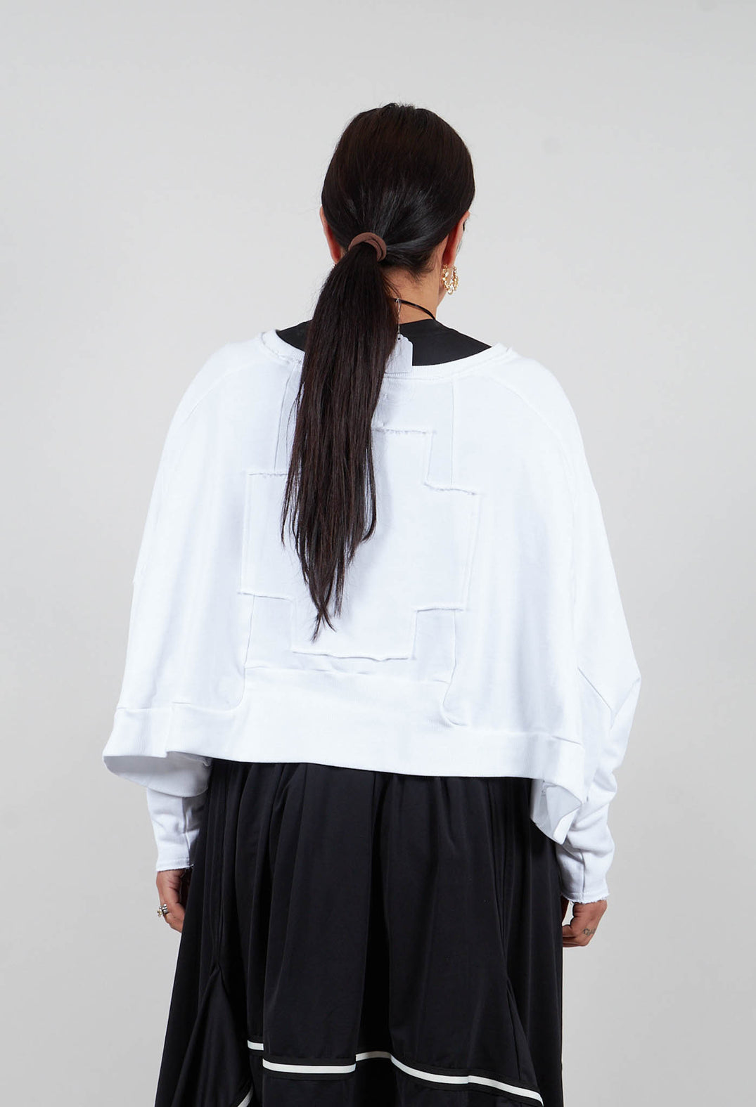 Wide Short Sweatshirt in White with White Plus