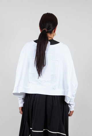 Wide Short Sweatshirt in White with White Plus