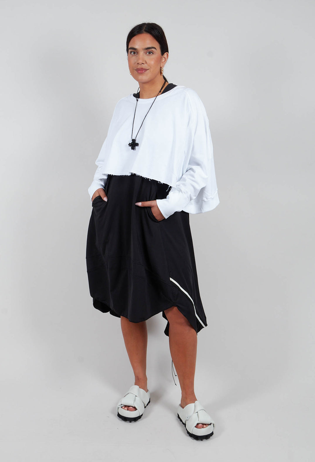 Capped Sleeve Dress in Black