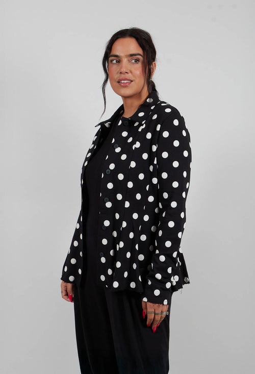 La Belle Sweat Cardigan in Black White Dots