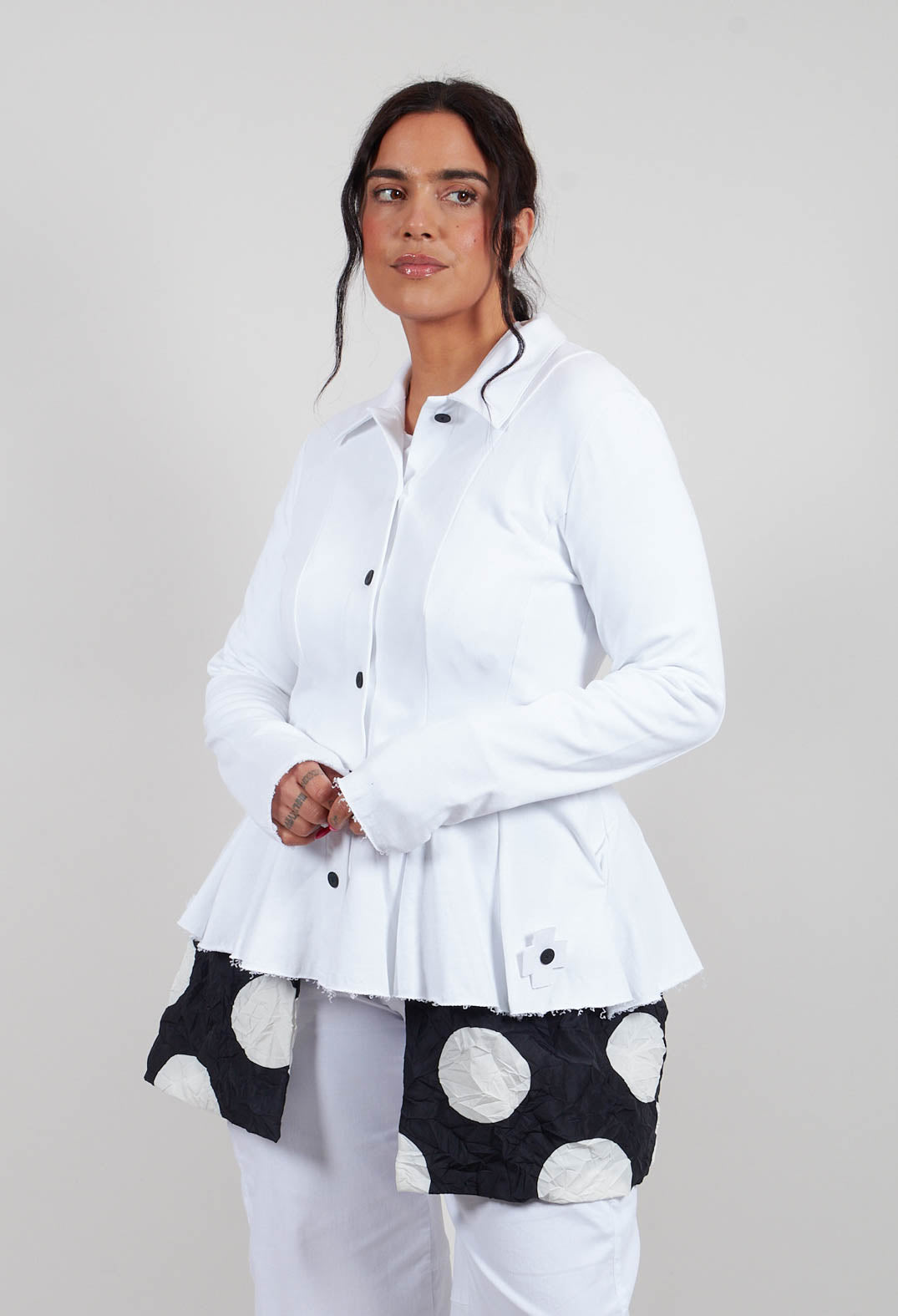 La Belle Sweat + Dots Cardigan in White