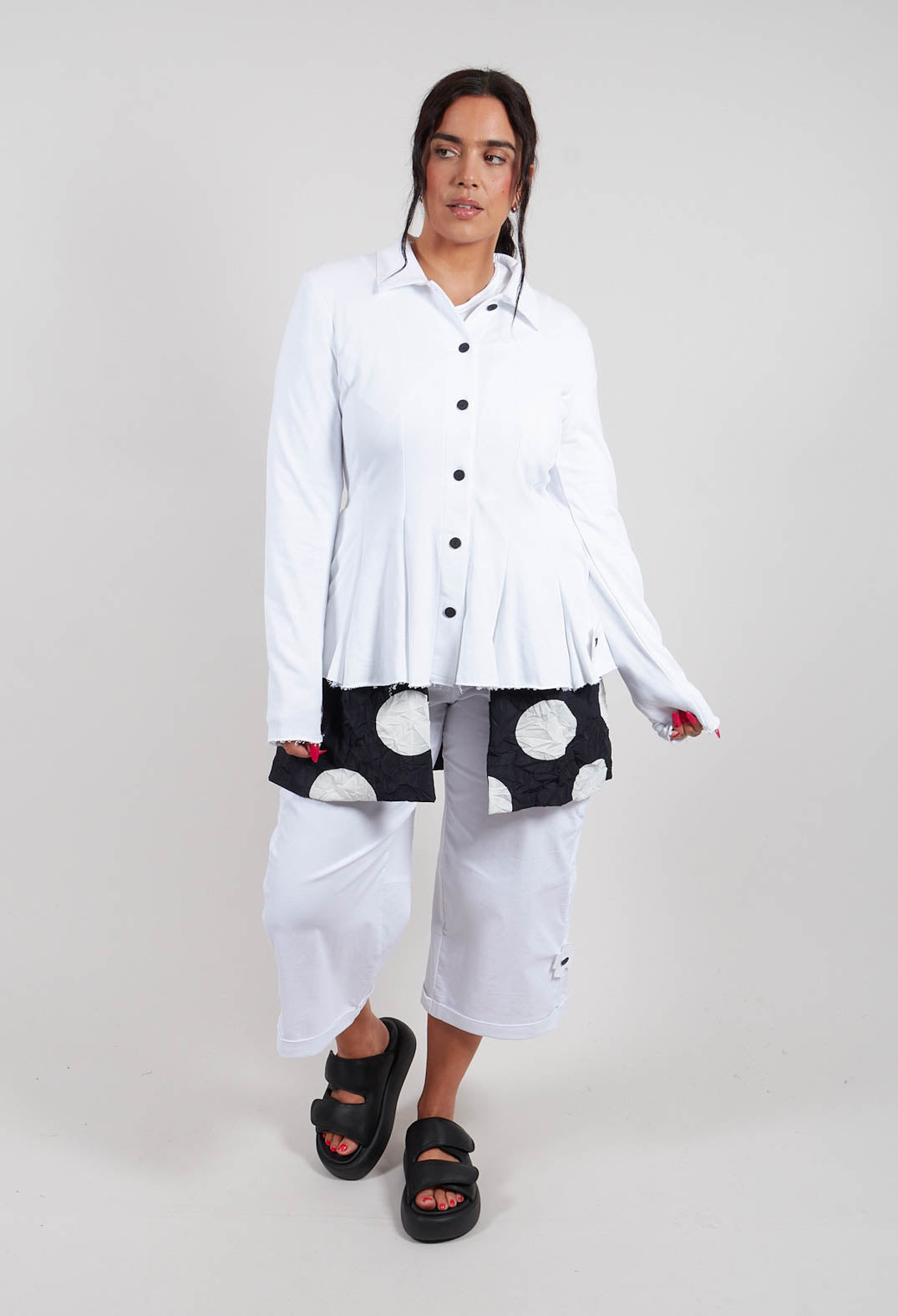 La Belle Sweat + Dots Cardigan in White