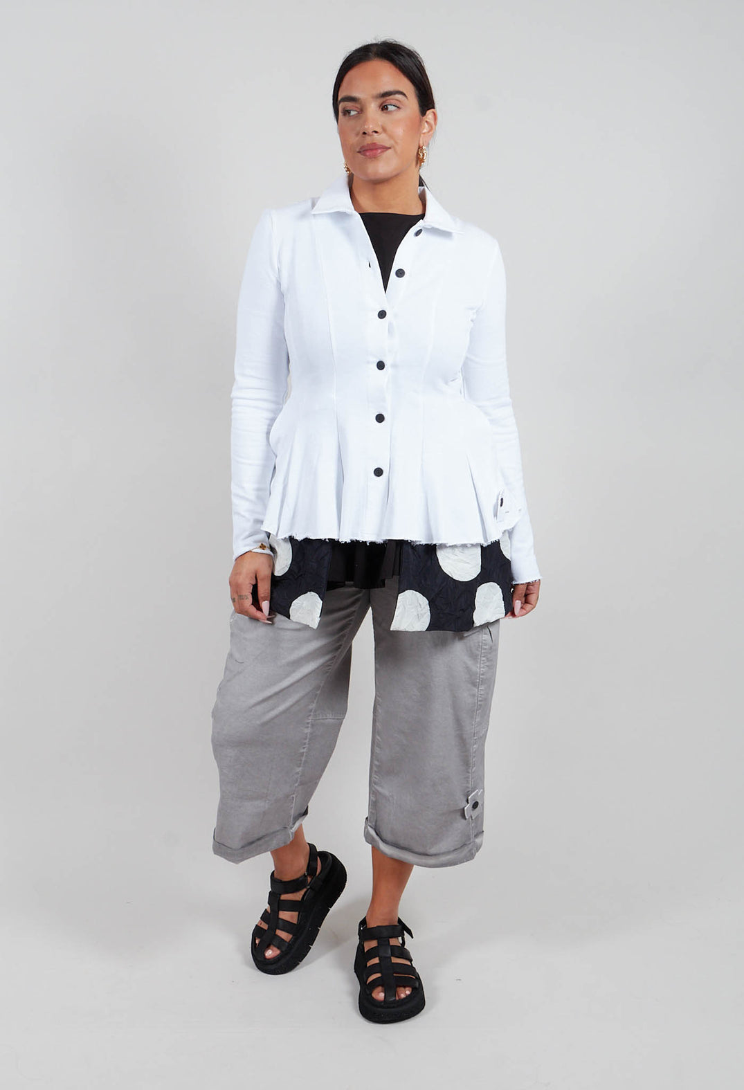 La Belle Sweat + Dots Cardigan in White