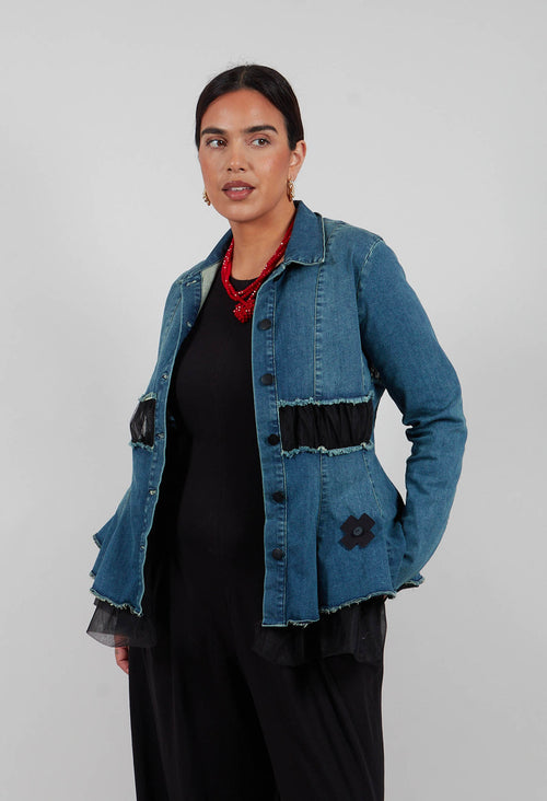 La Belle Denim Mesh Jacket in Blue