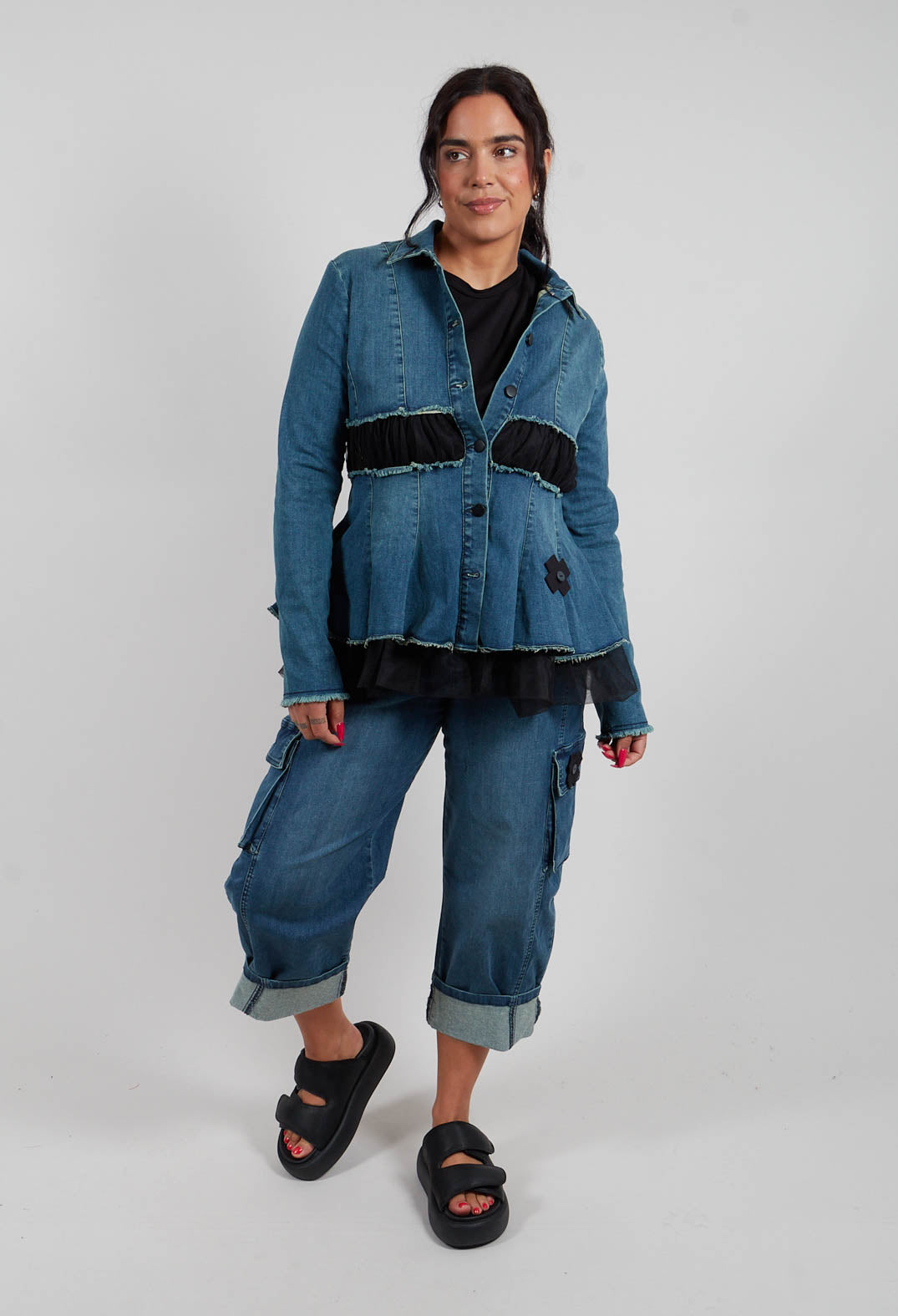 La Belle Denim Mesh Jacket in Blue
