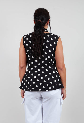 X Pose Top in Black White Dots