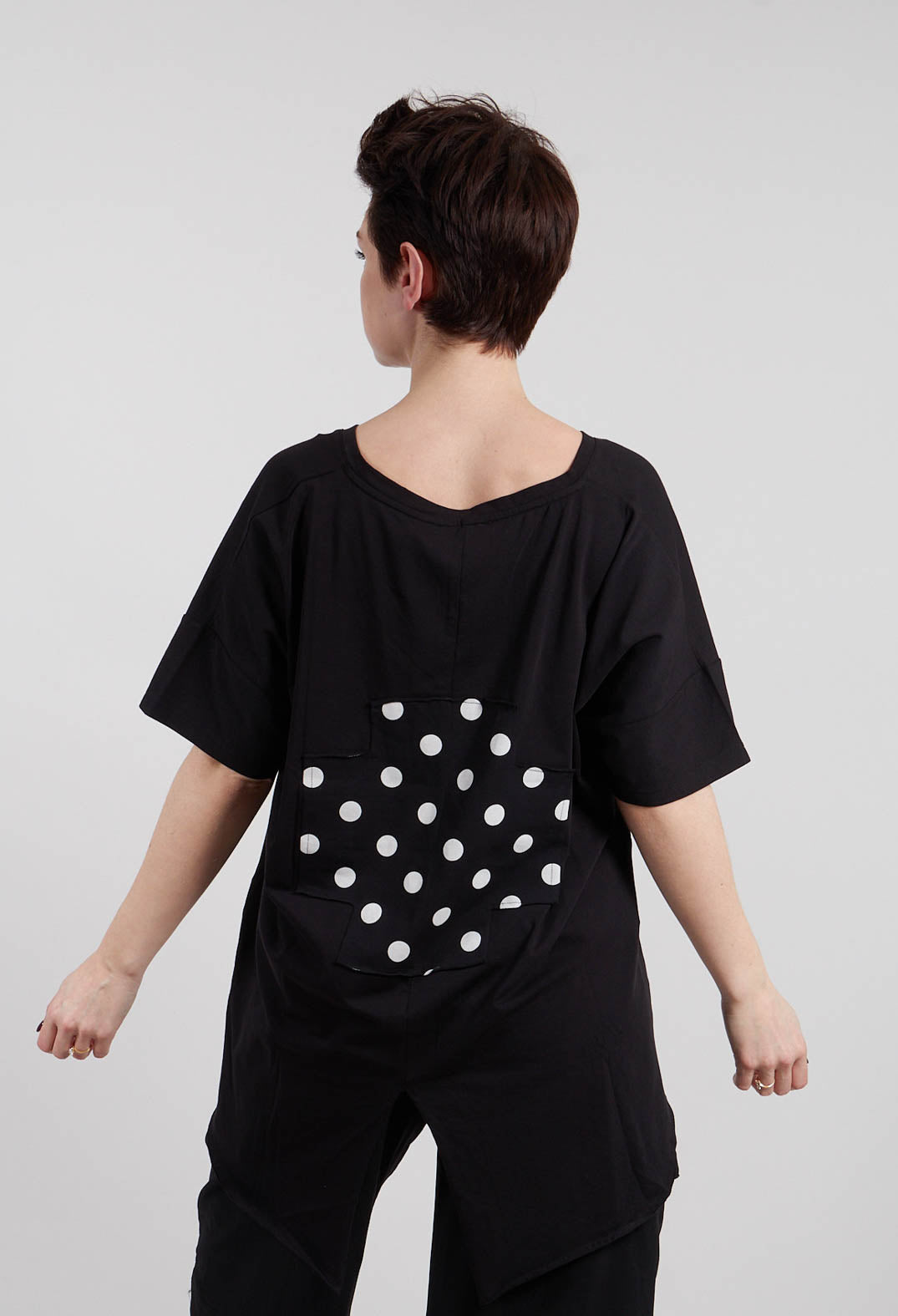 T Plus T-Shirt in Black White Dots