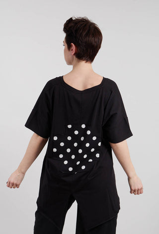 T Plus T-Shirt in Black White Dots