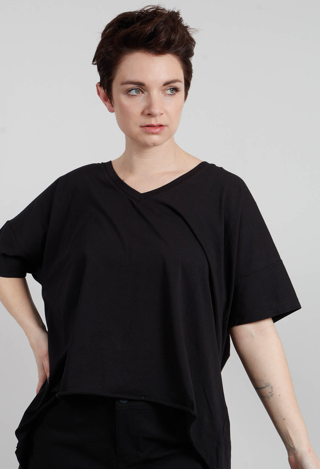 T Plus T-Shirt in Black White Dots