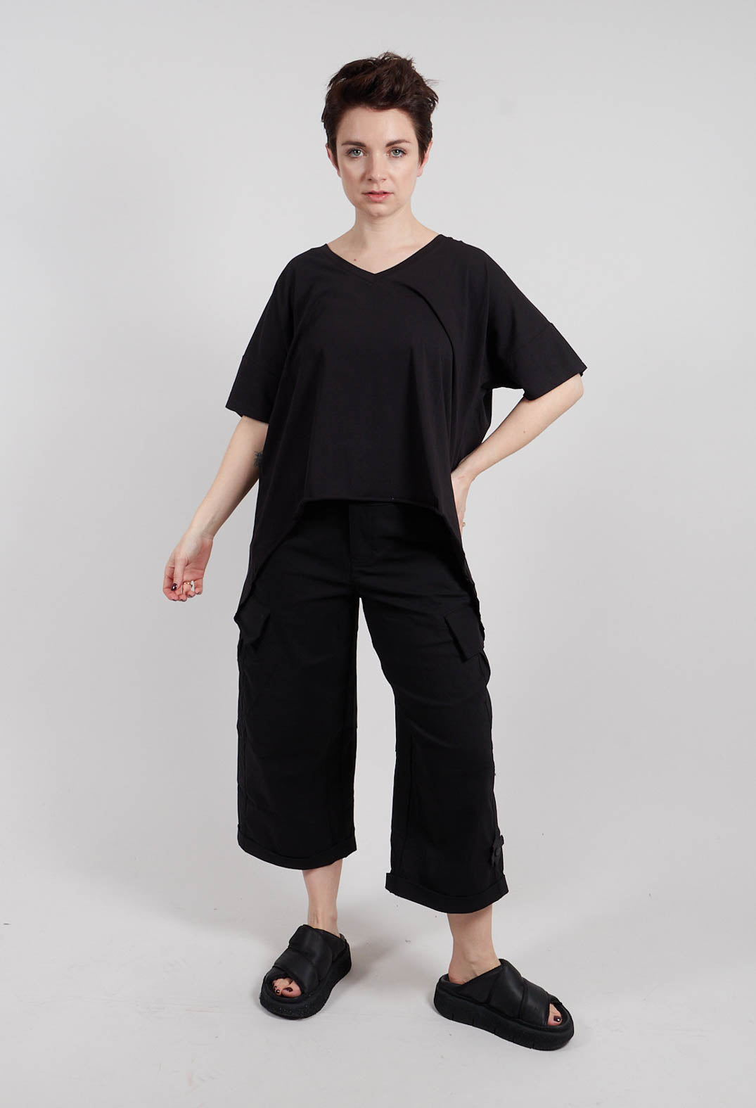 T Plus T-Shirt in Black White Dots