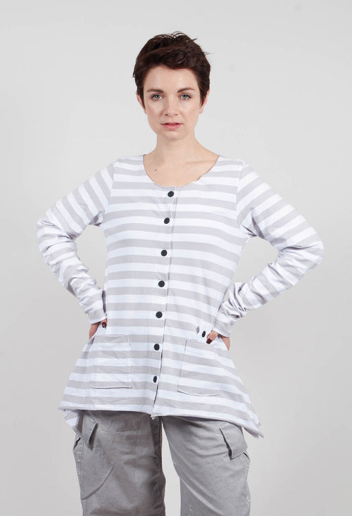 My Shirt Cardigan in Cement Stripe