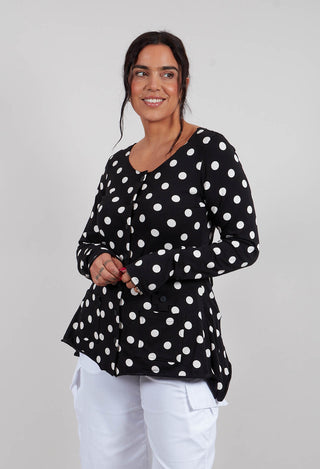 My Shirt Cardigan in Black White Dots