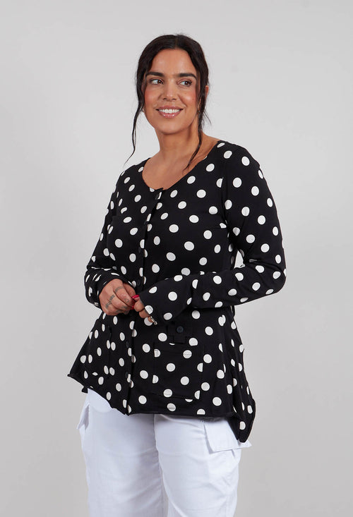 My Shirt Cardigan in Black White Dots