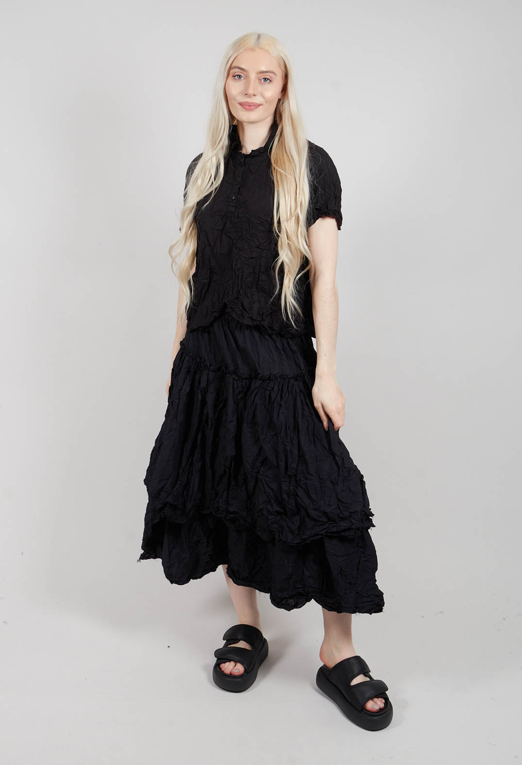 Applikleid Blouse in Kaviar