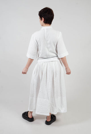 Textured Shirt Style Dress in White
