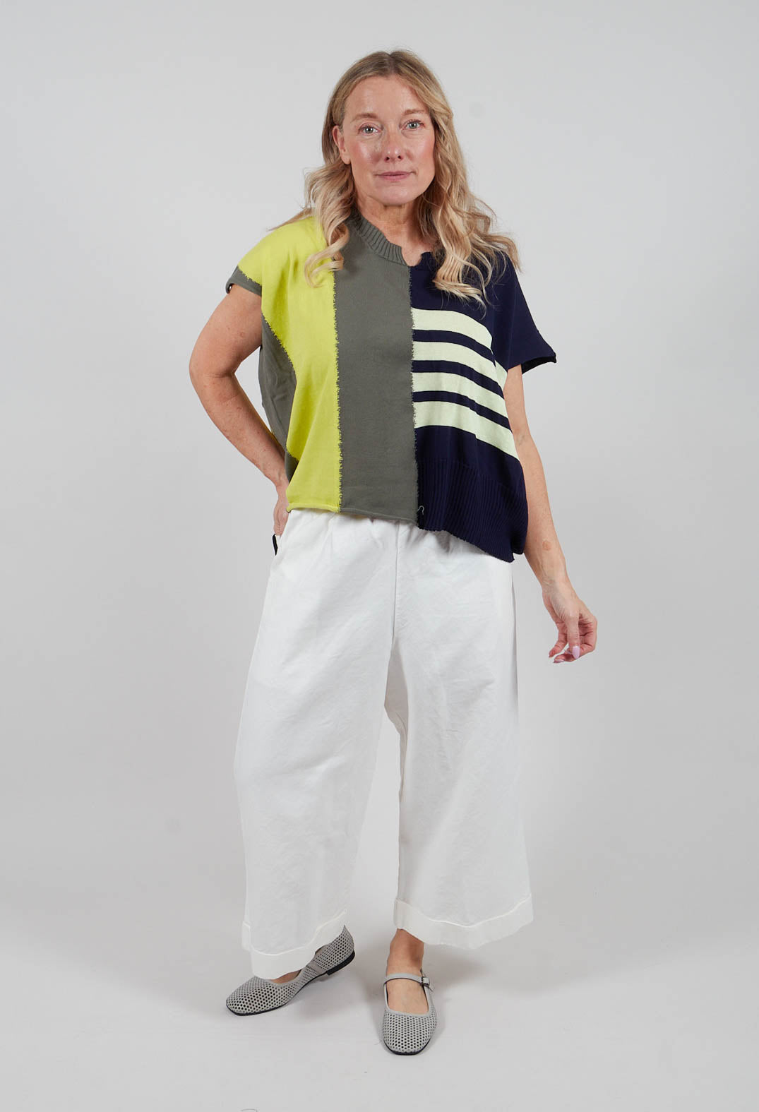 Wide Leg, Low Crotch Trousers in White
