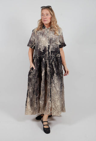 Loose Shirt Dress in Hand Painted Print