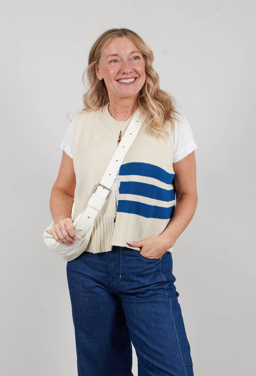 Loose V-Neck Top in Bluestripes