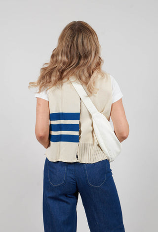 Loose V-Neck Top in Bluestripes