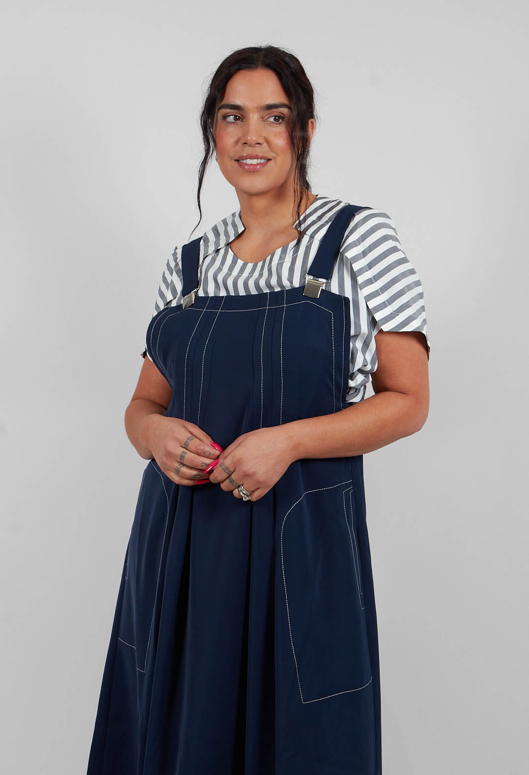 Pinafore Dress in Marine