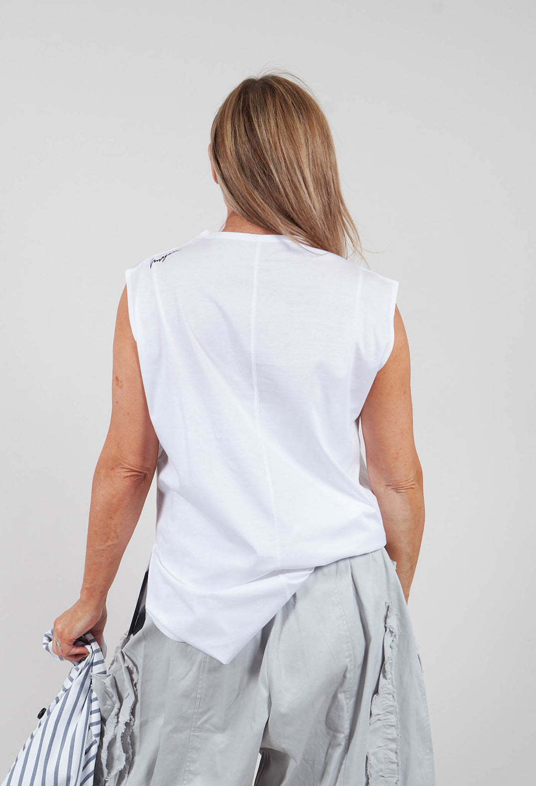 Sleeveless Tunic Top in White