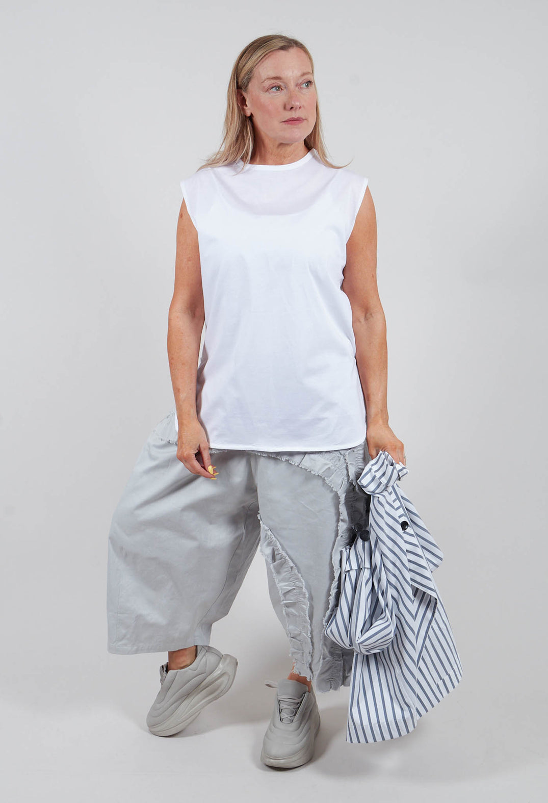 Sleeveless Tunic Top in White