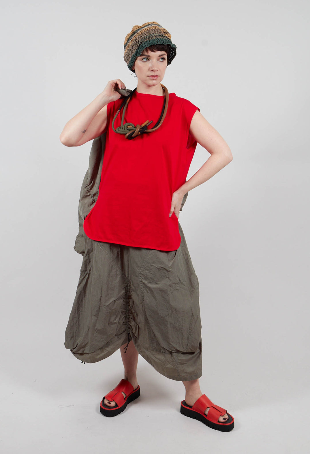 Sleeveless Tunic Top in Red