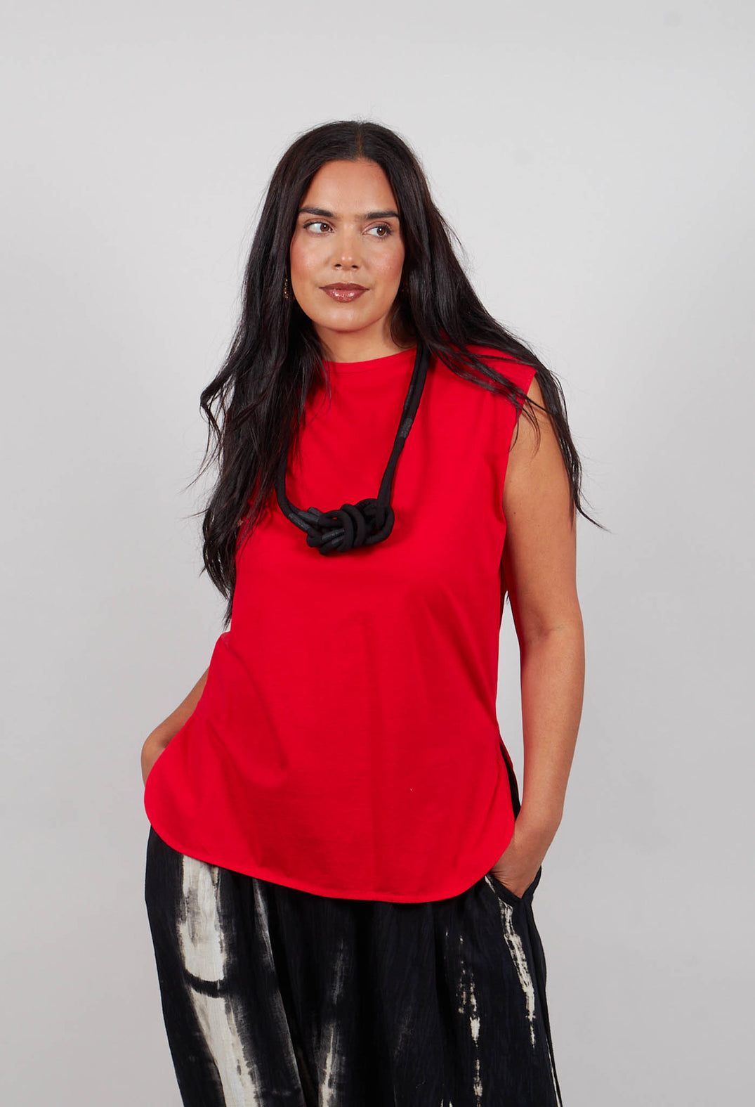 Sleeveless Tunic Top in Red