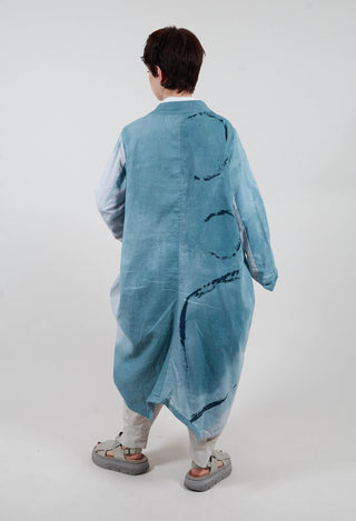 Collarless Coat in Blue