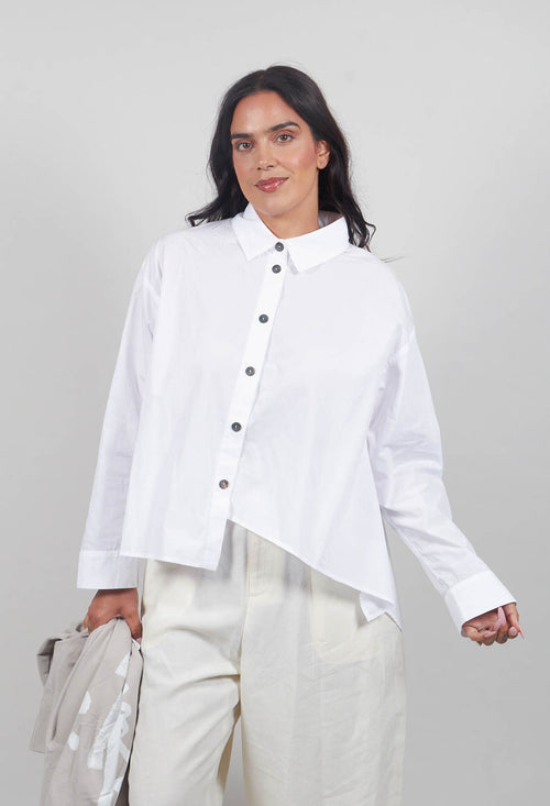 Gathered Hem Shirt in White