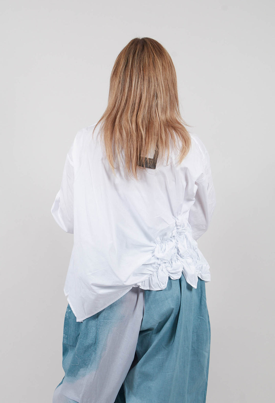 Gathered Hem Shirt in White