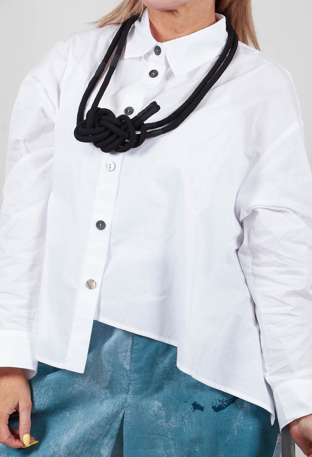 Gathered Hem Shirt in White