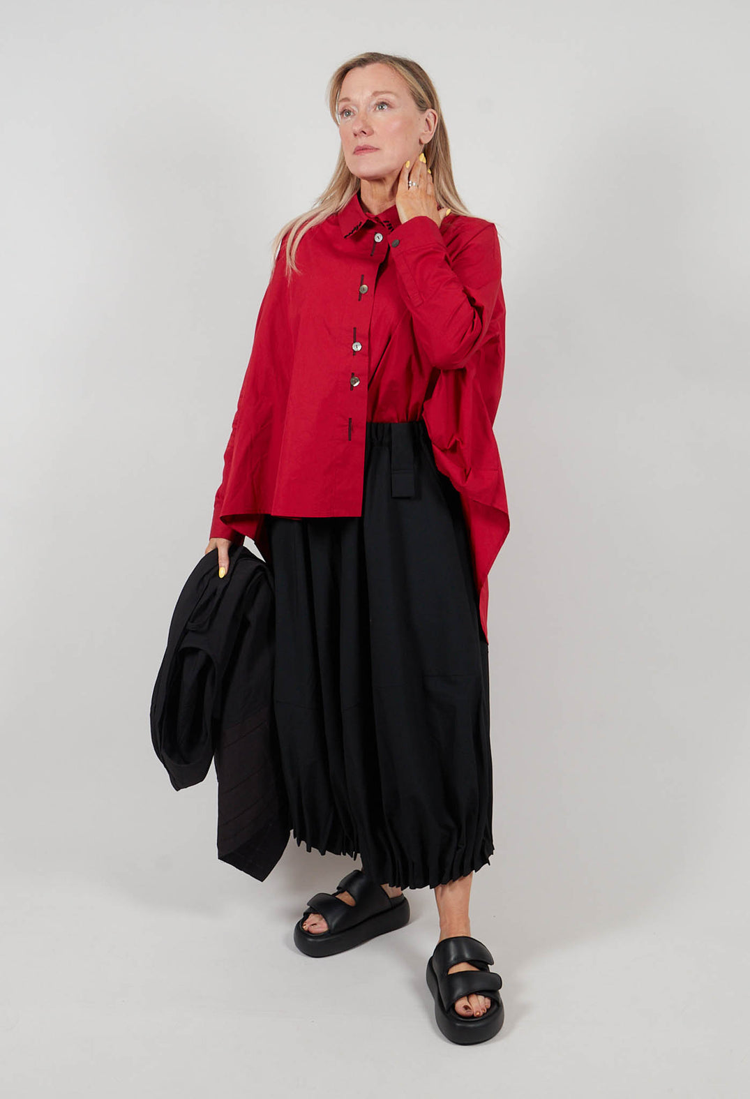 Hi Lo Hem Shirt in Red