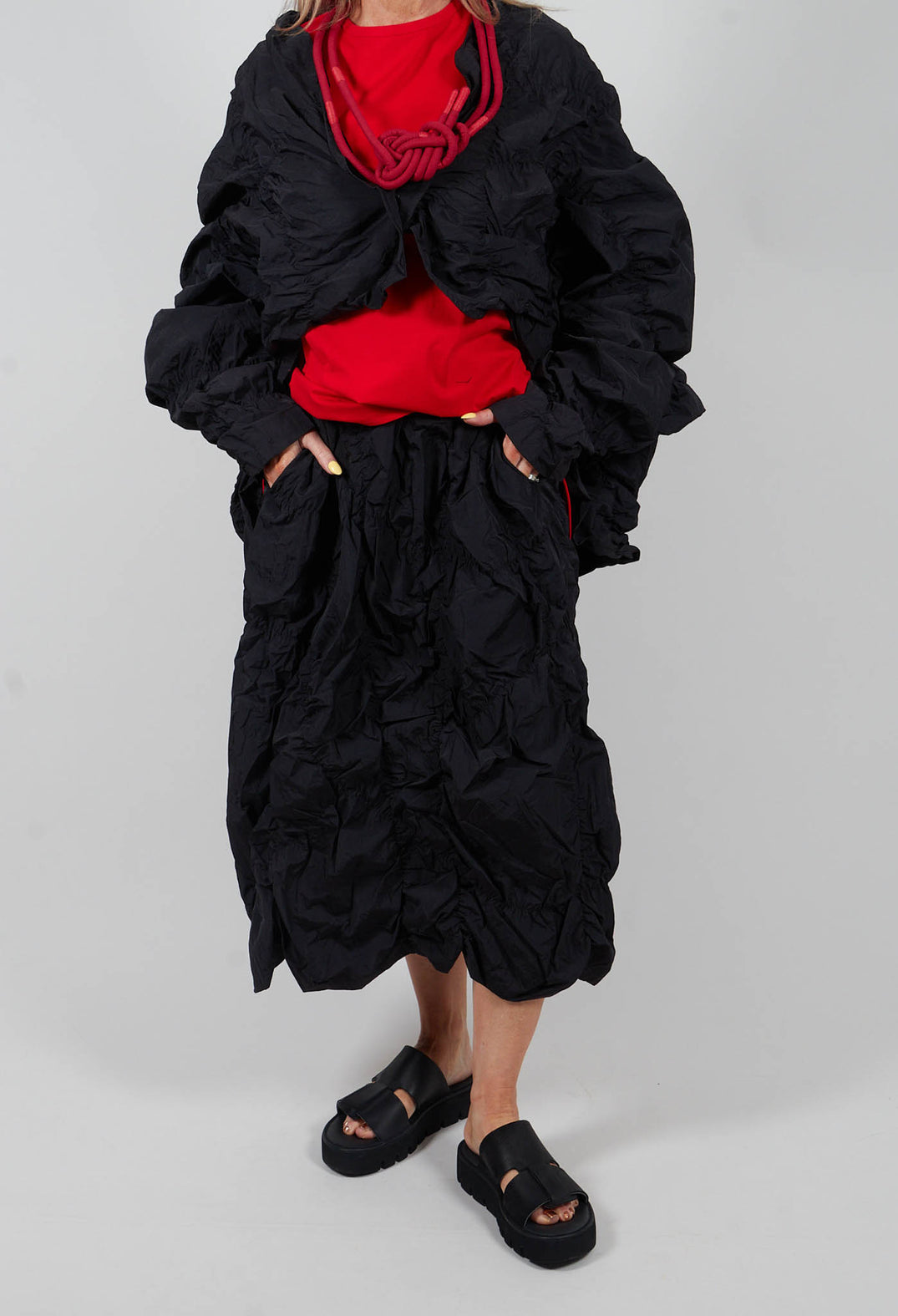 Crinkle Effect Skirt in Black