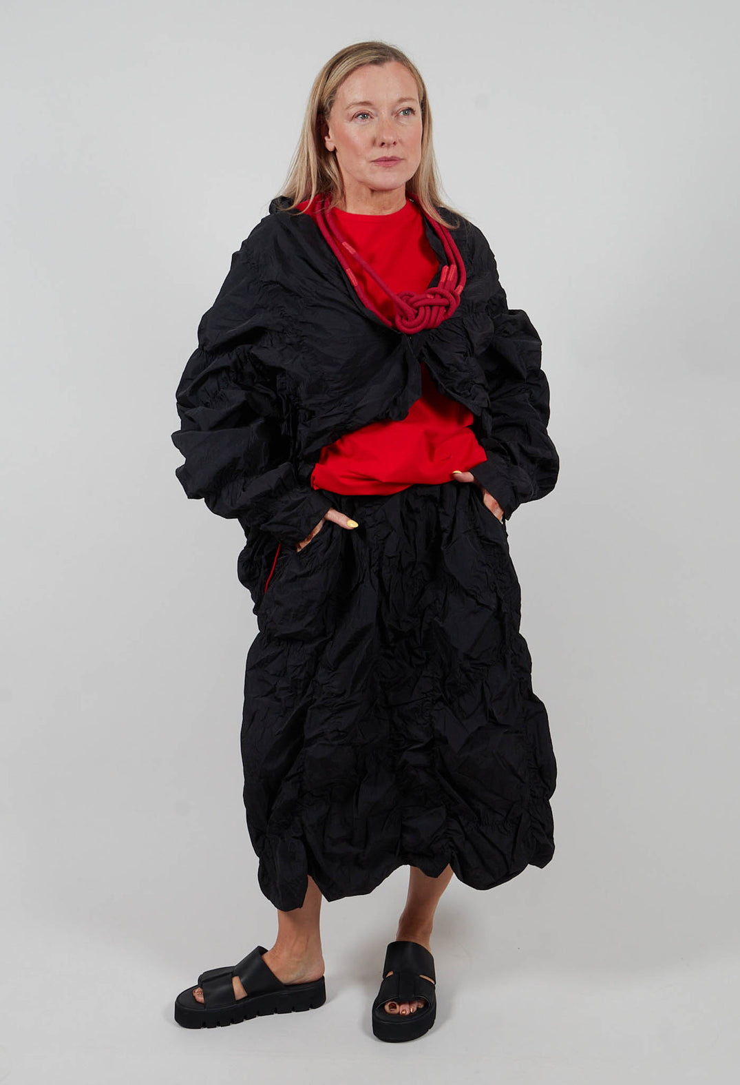 Crinkle Effect Skirt in Black