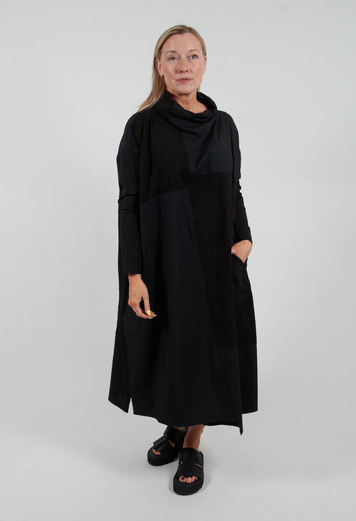 Long Sleeved Cowl Neck Dress in Black