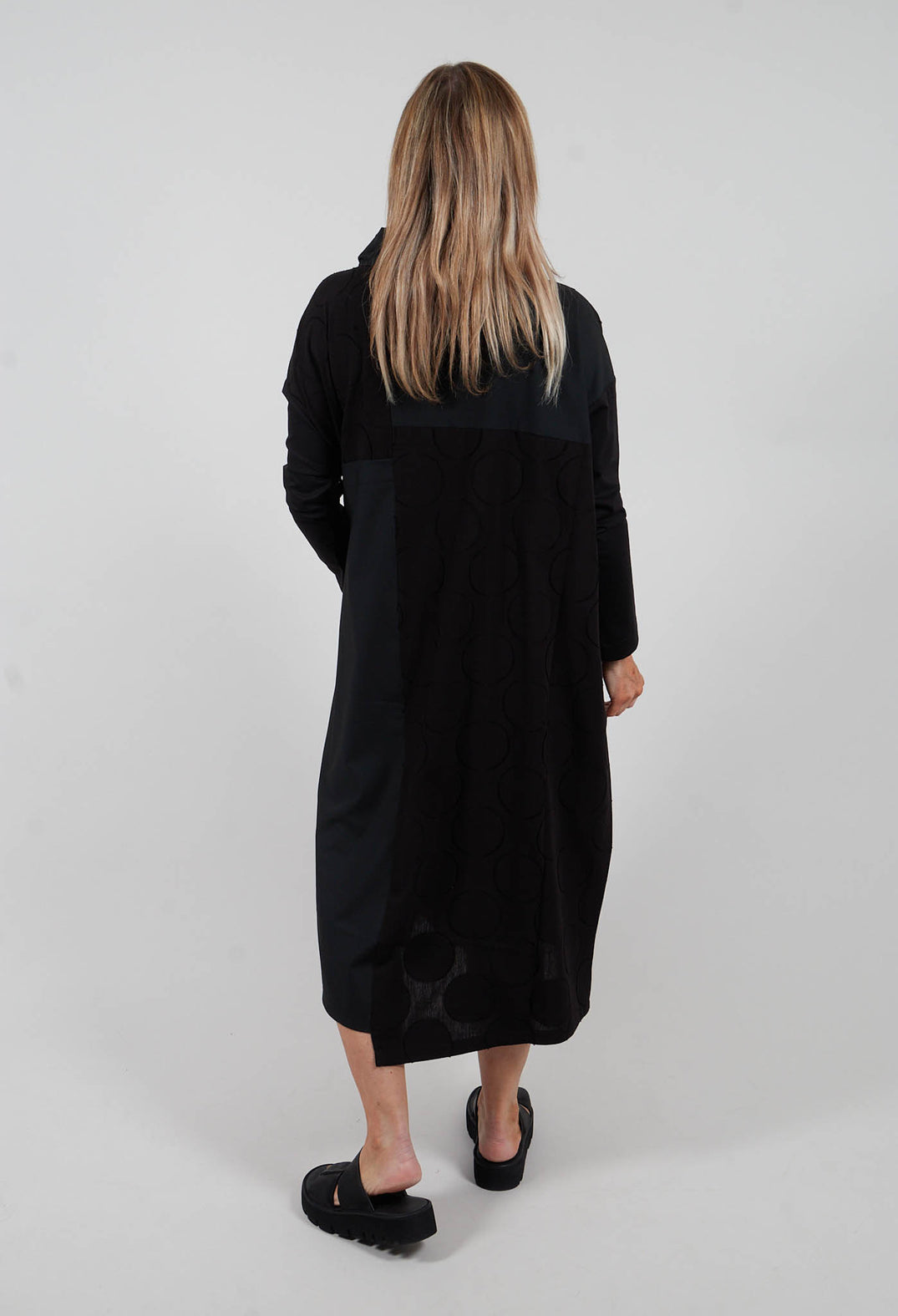 Long Sleeved Cowl Neck Dress in Black