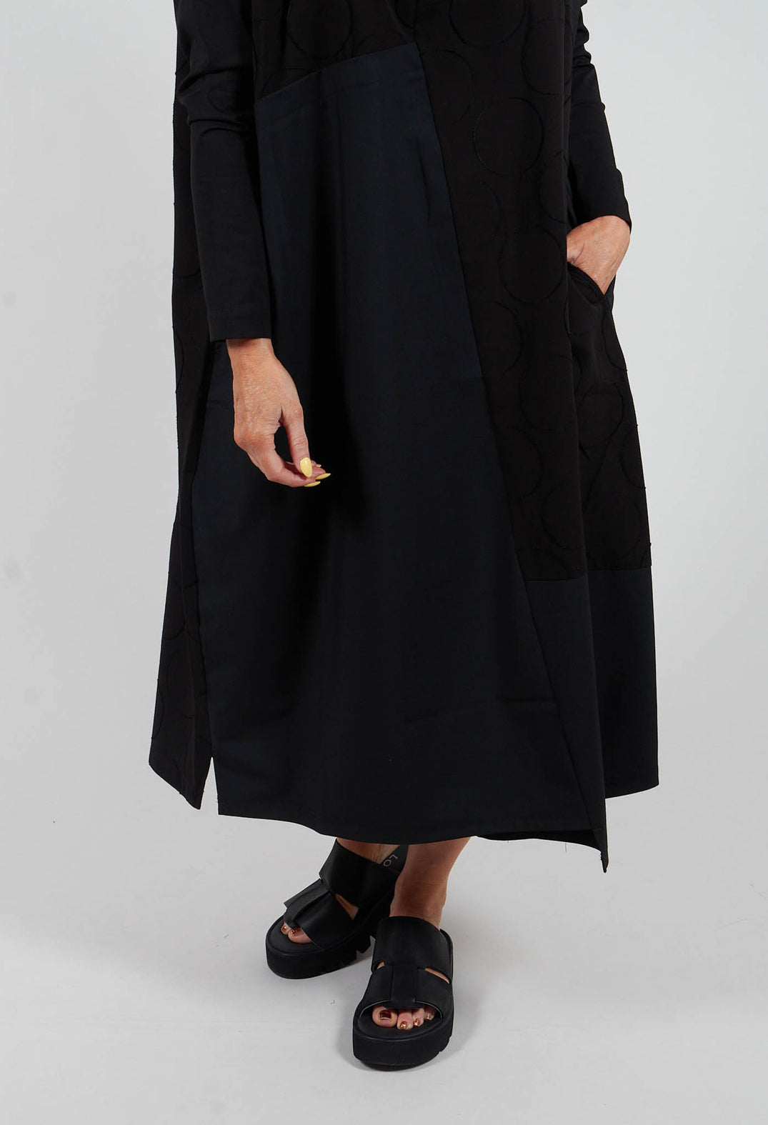 Long Sleeved Cowl Neck Dress in Black