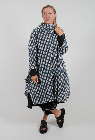 Stand Up Collar Dress in Blue