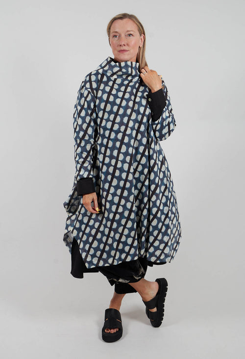 Stand Up Collar Dress in Blue