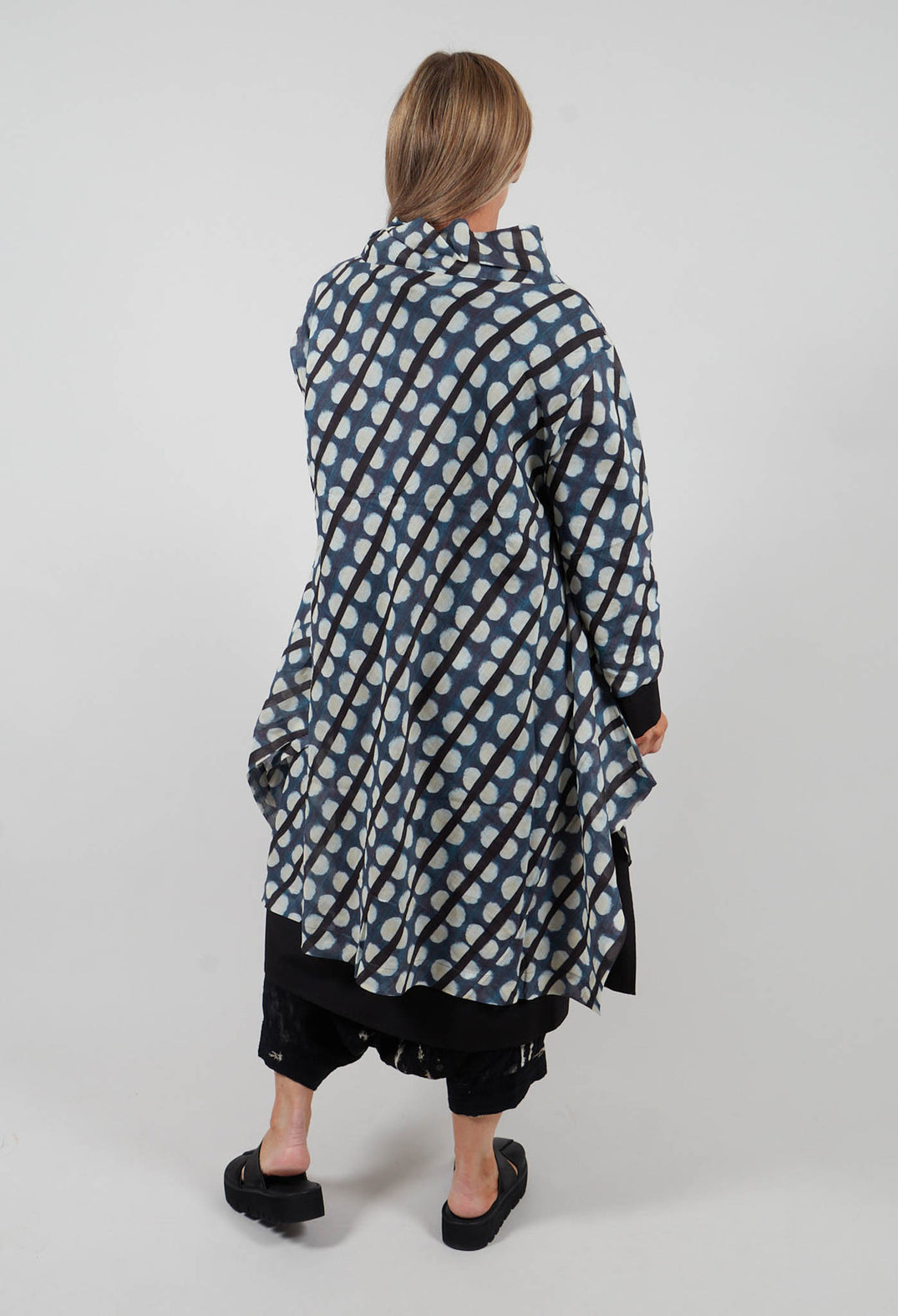 Stand Up Collar Dress in Blue
