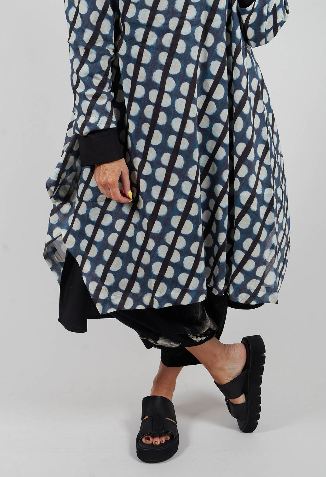 Stand Up Collar Dress in Blue