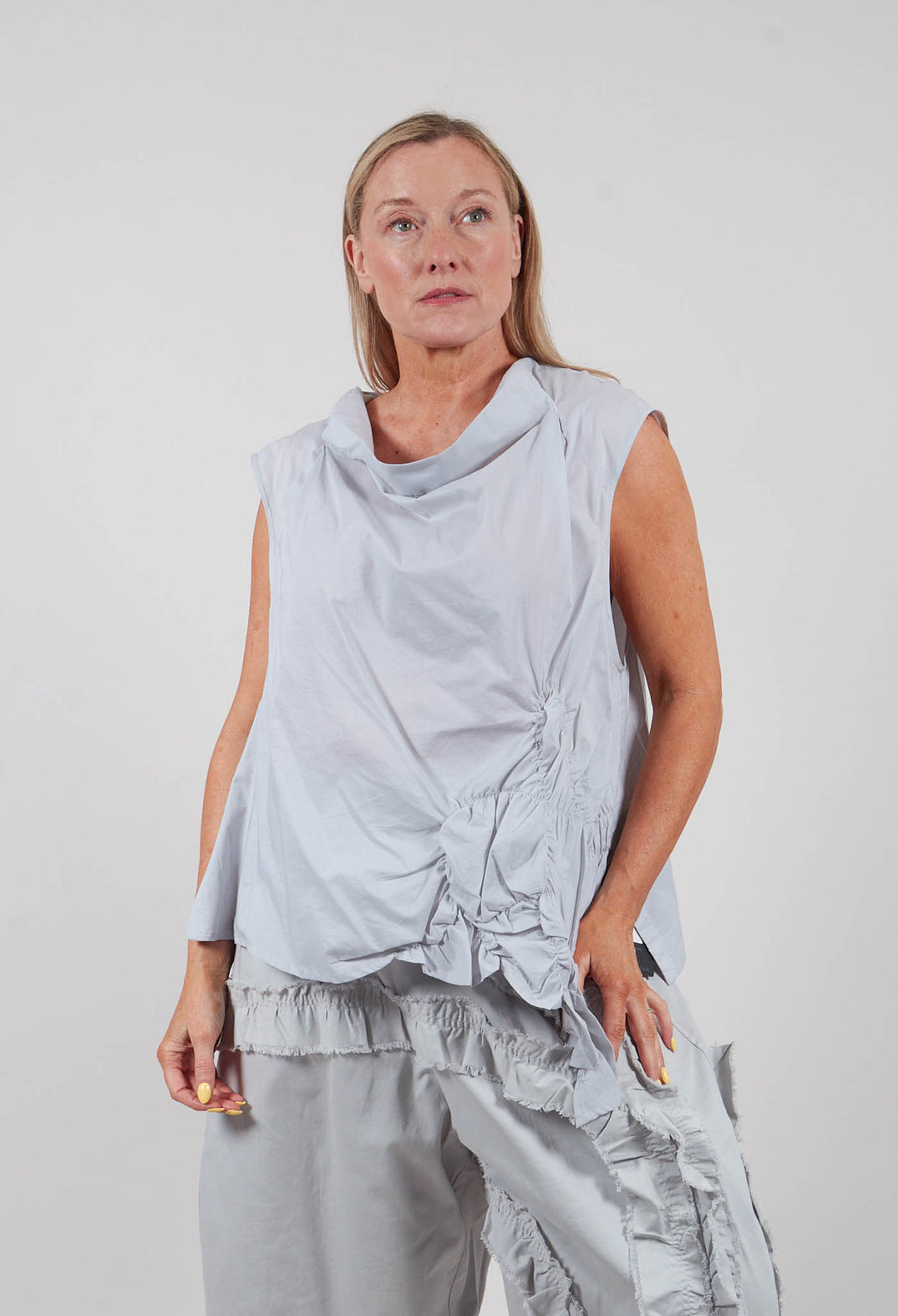 Cowl Neck Shirt in Blue