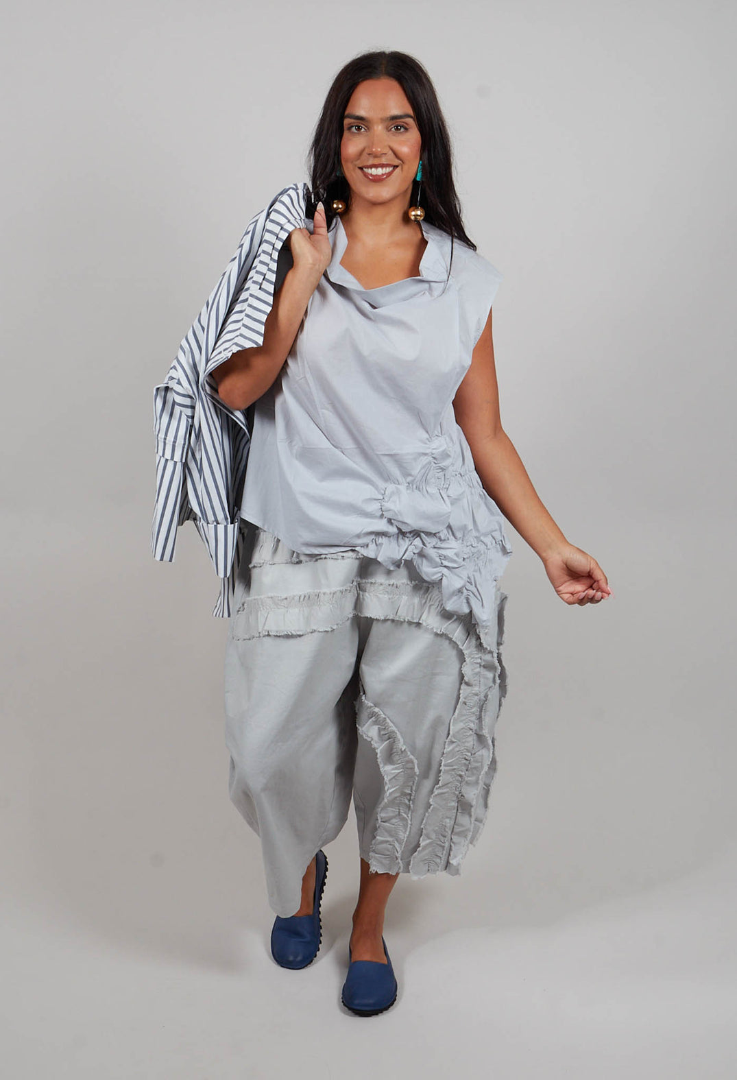 Cowl Neck Shirt in Blue